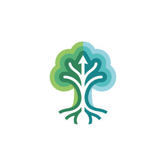 Obraz premium This logo features an abstract tree with vibrant colors representing growth, nature, and sustainability, showcasing its roots and branches in a unique artistic style.