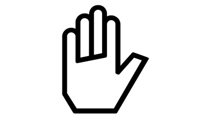 Obraz premium Clean vector icon illustration of a raised open hand pointing upwards, symbolizing participation, voting, or greeting in a minimalist line art style for modern digital communication.