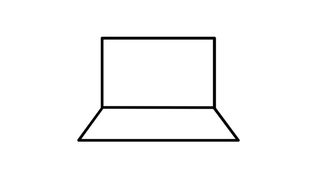 Open laptop computer vector icon showing a sleek silver notebook with a bright glowing screen, rendered in a clean line art style for modern technology and digital innovation illustrations.