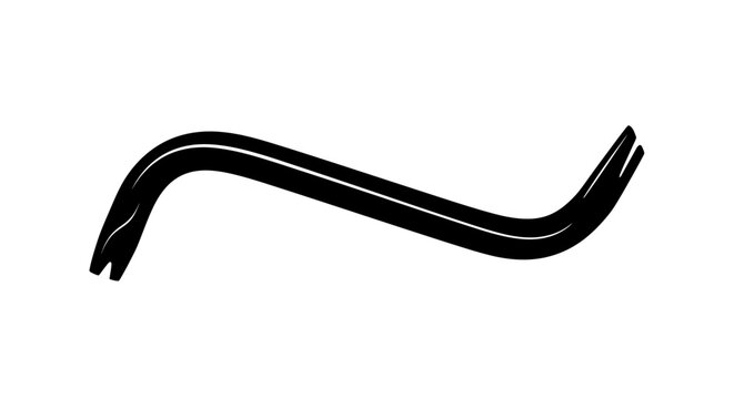 A black silhouette of a crowbar tool on a white background.