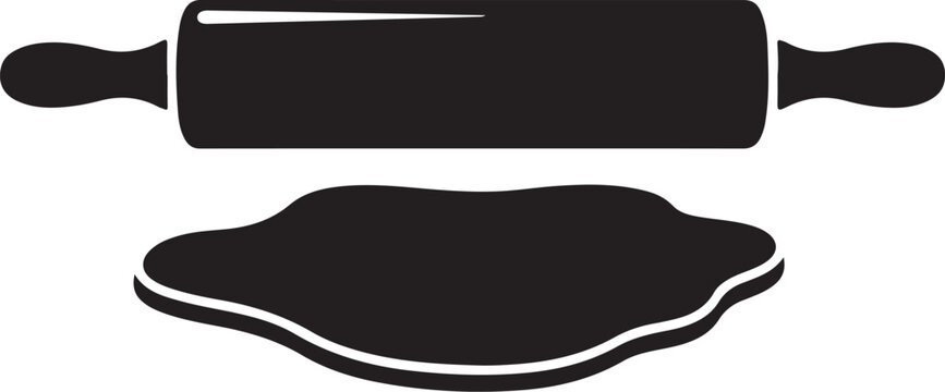 Black silhouette rolling pin and dough baking cooking kitchen