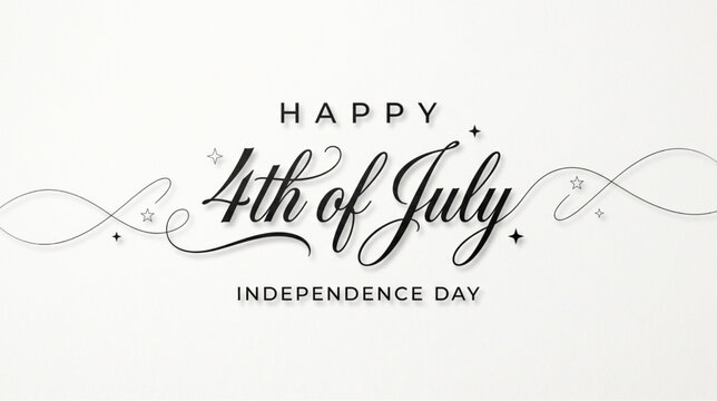 Minimal American independence typography artwork with elegant script lettering clean celebration background for holiday branding vector
