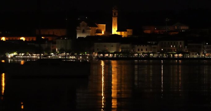 Night landscape in Arona on Lake Maggiore