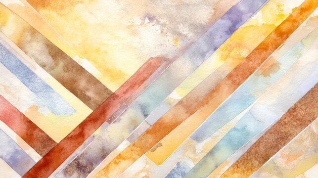 Colorful watercolor abstract pattern with diagonal strips and faceted geometric texture