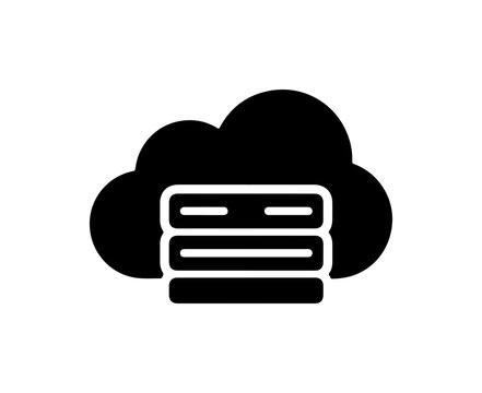 Bold Cloud Computing Server Icon - Minimalist Black Silhouette