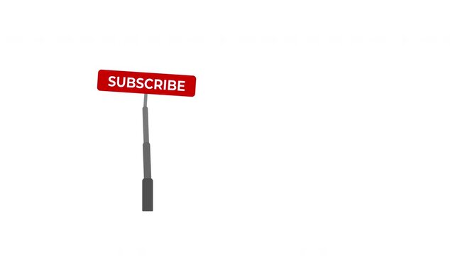Elastic Flexible Pole with Subscribe Button Sliding and Swaying Animation. Perfect for modern YouTube intros and social media overlays. Rendered with an alpha channel for a transparent background.