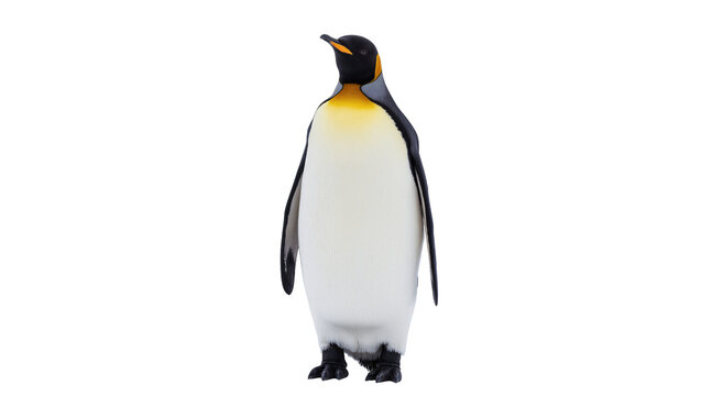 Majestic king penguin with bright yellow neck, isolated on transparent background