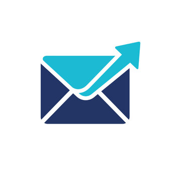 This modern email icon features a sleek design with an upward arrow, symbolizing communication, progress, and connectivity in a visually appealing format.