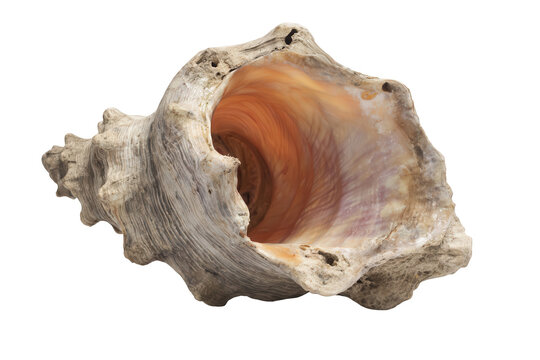 A large seashell on transparent background with orange interior