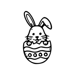 Obraz premium cute easter bunny popping out of decorated egg line art
