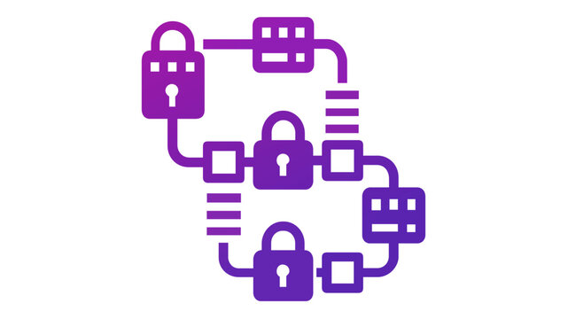 Sophisticated blockchain apps vector icon illustration representing decentralized networks and digital asset management, ideal for modern technology platforms and financial software interfaces.