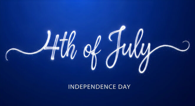 4th of july independence day cursive text design with patriotic background isolated on white background