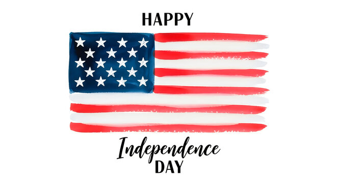 Happy independence day watercolor american flag design isolated on white background