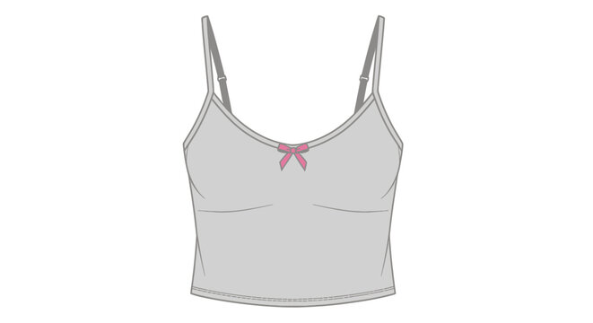 Gray camisole with pink bow, fashion illustration