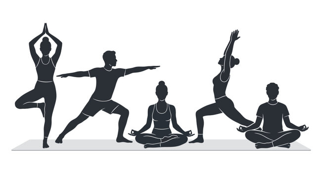 Group practicing yoga meditation