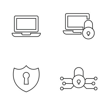 Cyber Security Icons Collection Digital Protection . For website marketing design, logo, app, template, ui, etc. Vector illustration.