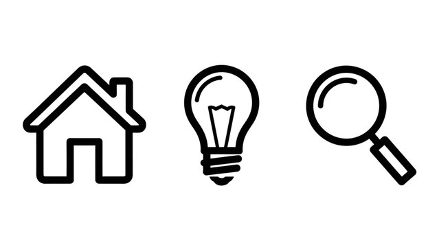 Real estate and property inspection concept icons with lightbulb magnifying inspection property discovery building analysis investigation creative solution planning residential evaluation