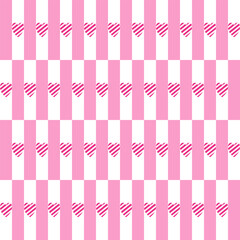 Fototapeta premium Cute seamless pink striped pattern with heart shapes on pastel background. Perfect for Valentine, wrapping paper, fabric, and wallpaper.