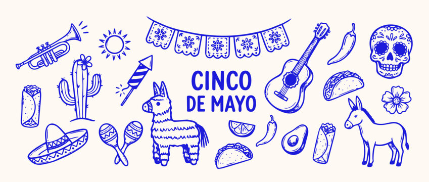 Cinco de Mayo Fiesta: A festive illustration bursting with vibrant elements of Cinco de Mayo, inviting everyone to celebrate Mexican culture and heritage. 