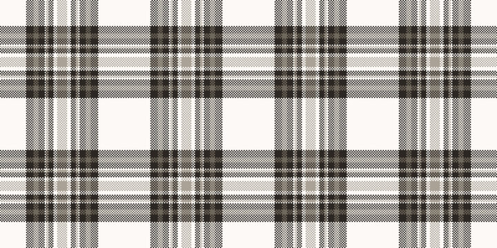 Close-up texture tartan seamless, layer check textile fabric. Shabby pattern plaid vector background in sea shell and dark colors.