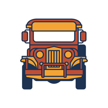 Front view of a stylized jeepney, iconic Philippine public transportation vehicle