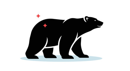 Obraz premium Minimalist black bear silhouette icon with sparkling accents.