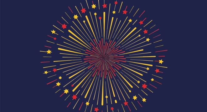 Vibrant fireworks display exploding in a circular pattern.