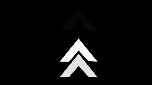 Dynamic swipe up white arrow icon swipe up animation, up direction, arrow looping unlimited on transparent background