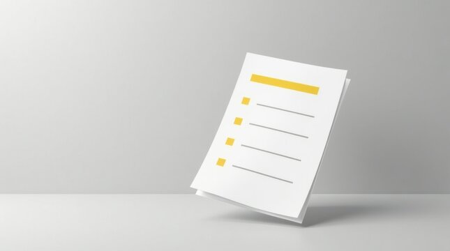 Papel con lista de tareas y secci&oacute;n de prioridad resaltada flotando en el aire, fondo m&iacute;nimo, concepto de productividad