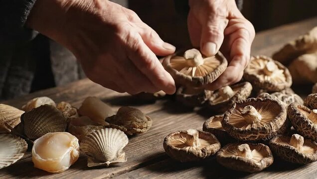 Preparing Shiitake Mushrooms and Scallops - A Culinary Delight.