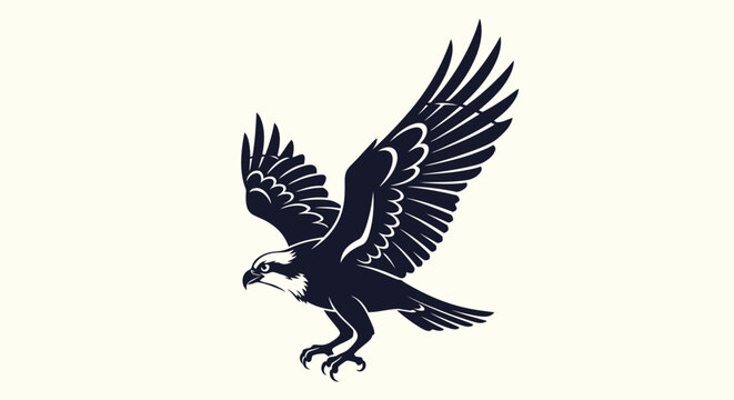 Stylized Illustration of an Osprey Bird in Flight.