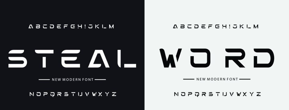 Modern Sport Logo Alphabet Font. Typeface urban style fonts for technology, digital, movie, logo design.