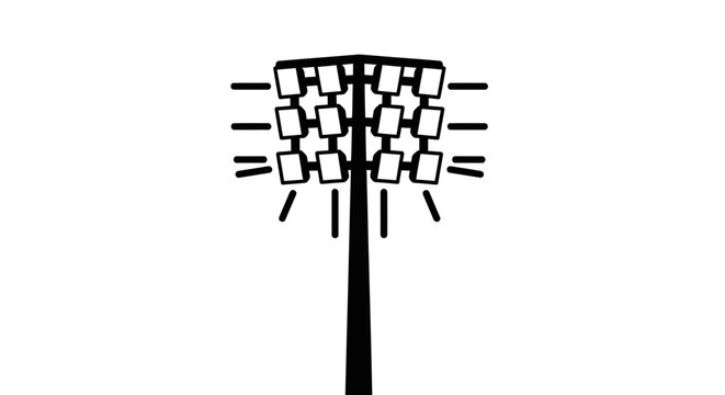 Black and white icon of a stadium floodlight tower.