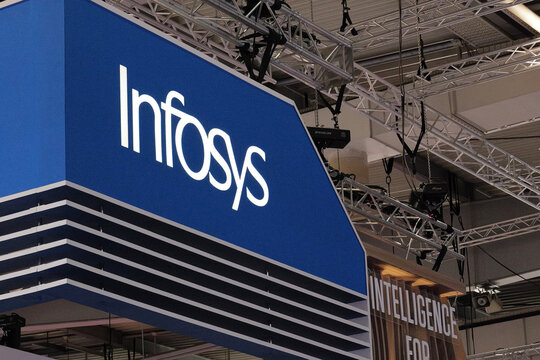 Hannover, Germany - April 22, 2026: Infosys in Hanover - Infosys is an Indian multinational technology company that offers information technology, business consulting, and outsourcing services