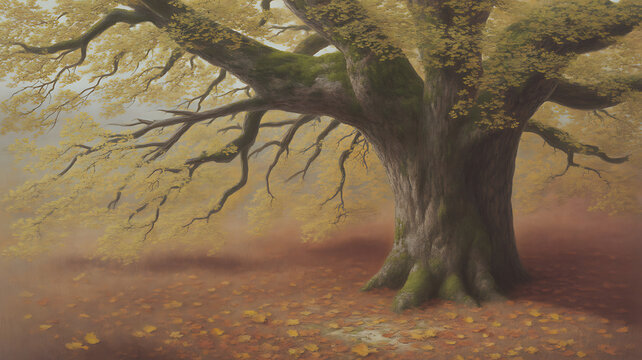 Human Aging Process and deteriorating health or reduced wellbeing as physical decline or weakening body condition due to chronic pain and disease represented by a tree in the fall.

