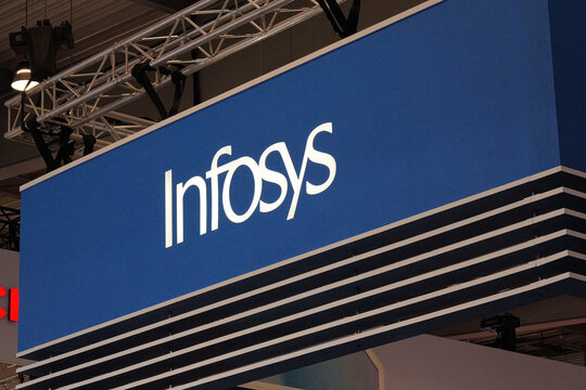 Hannover, Germany - April 22, 2026: Infosys in Hanover - Infosys is an Indian multinational technology company that offers information technology, business consulting, and outsourcing services