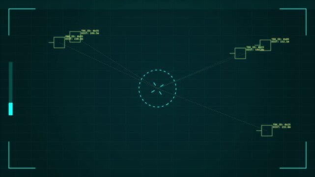Digital HUD Interface Tracking Targets with Scanning Radar Overlay