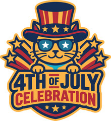 American cat in patriotic hat and sunglasses for 4th of July celebration © AhammadMiran99