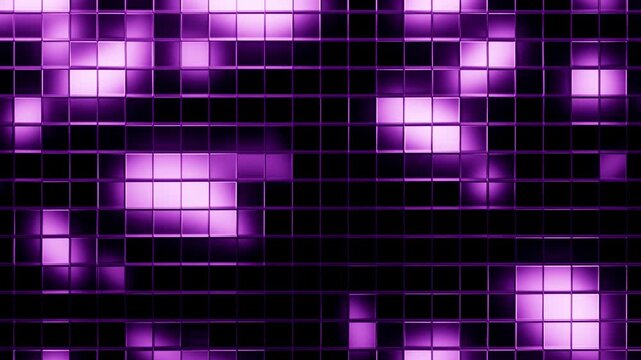 pulsing mosaic tiles glowing purple grid animated motion graphics