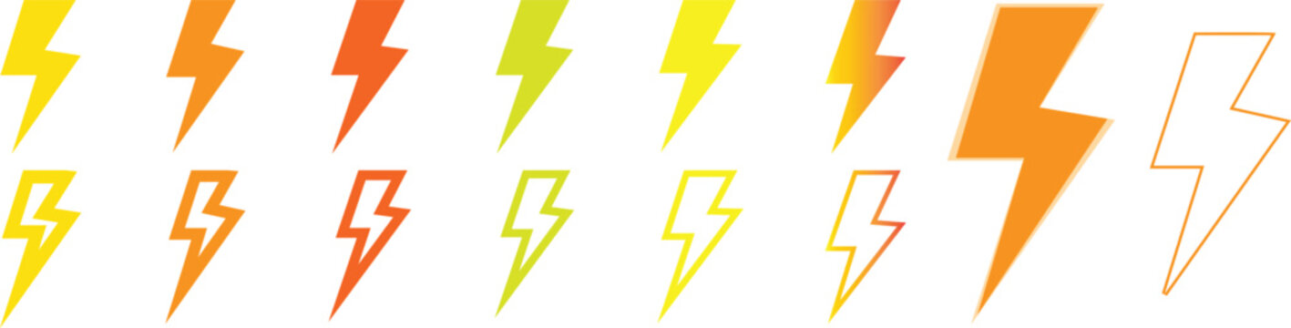 Lightning bolt icon yellow,