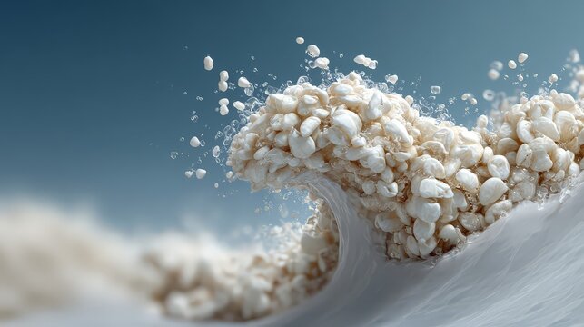A dynamic wave of popcorn creating an alluring motion effect.
