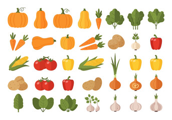 Fototapeta premium Fresh vegetables and fruits are arranged on a table indoors.