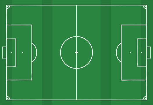 football pitch overhead illustration with center circle and goals