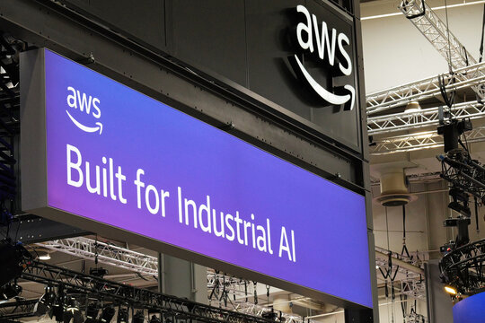 Hannover, Germany - April 22, 2026: AWS in Hannover - Amazon Web Services is a subsidiary of Amazon that provides on-demand cloud computing platforms and APIs