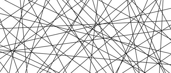 Straight random chaotic geometric lines form striking abstract vector pattern with irregular angles chaotic arrangement create bold monochrome texture creative contemporary illustration background. © Konstantin