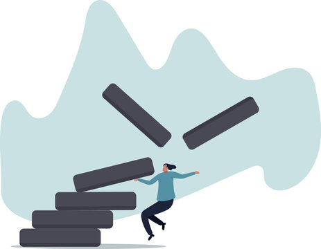 Investment risk, failure or mistake for greedy decision, business strategy to be careful and balance on instability and uncertainty . human life and situation.