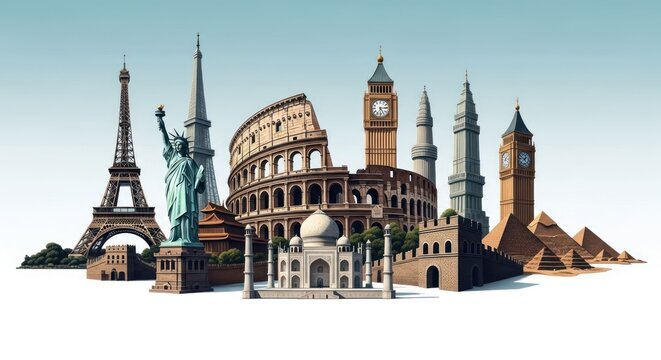 Famous World Landmarks Collage Iconic Travel Destinations 2.