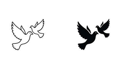 Obraz premium Flying doves of peace vector illustration set symbolizing freedom and spiritual harmony