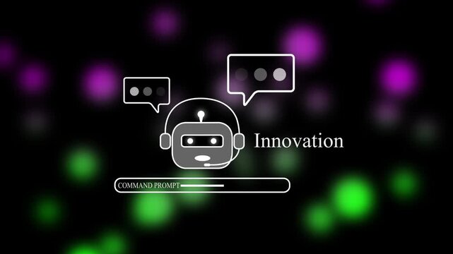 Modern Technical Support AI Interface Animation with Robot Character Speech Bubbles and Loading Bar for Information Technology Helpdesk and Troubleshooting Concepts.
