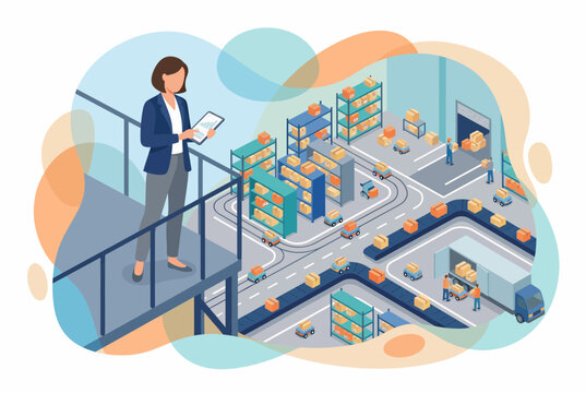 Warehouse Manager Supervising Automated Logistics and Distribution